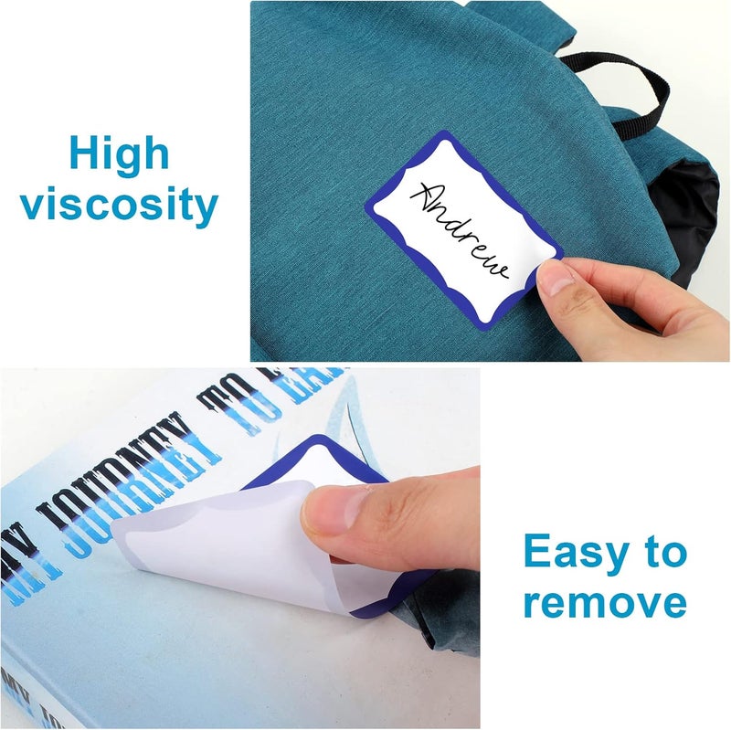 Utron 390Pcs Name Tags, 3in x 2in Name Tag Stickers, Name Tags Sticker for School Office Home(White with Blue Border) - Image 4